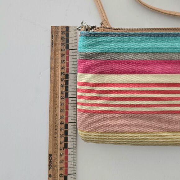 Relic Retro Rainbow Striped Canvas Crossbody Bag Wristlet Colorful Purse‎ - Picture 13 of 13